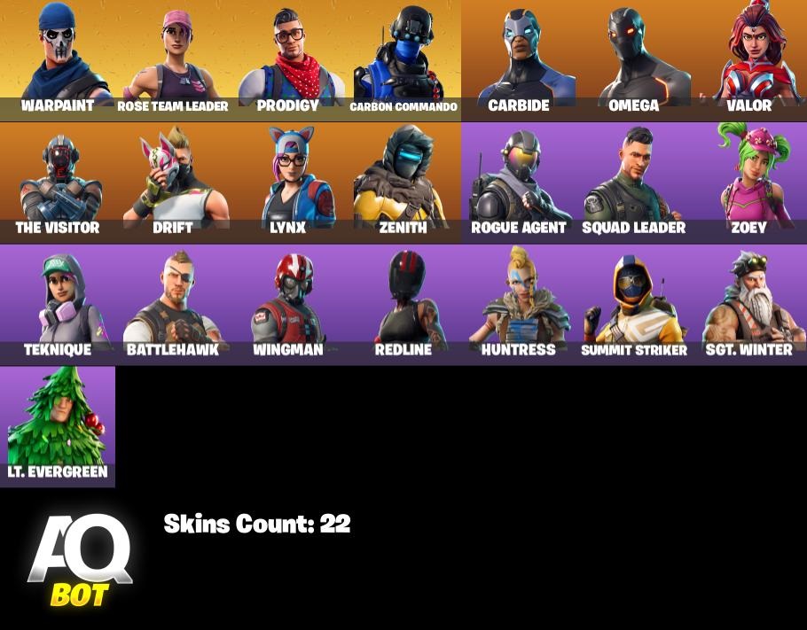 22 Skins - STW, Omega, Lynx, Prodigy, Rogue Agent, Carbon Commando